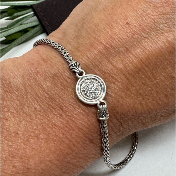 John Hardy Diamond Station Classic Chain .925 Bracelet - Picture 2 of 6